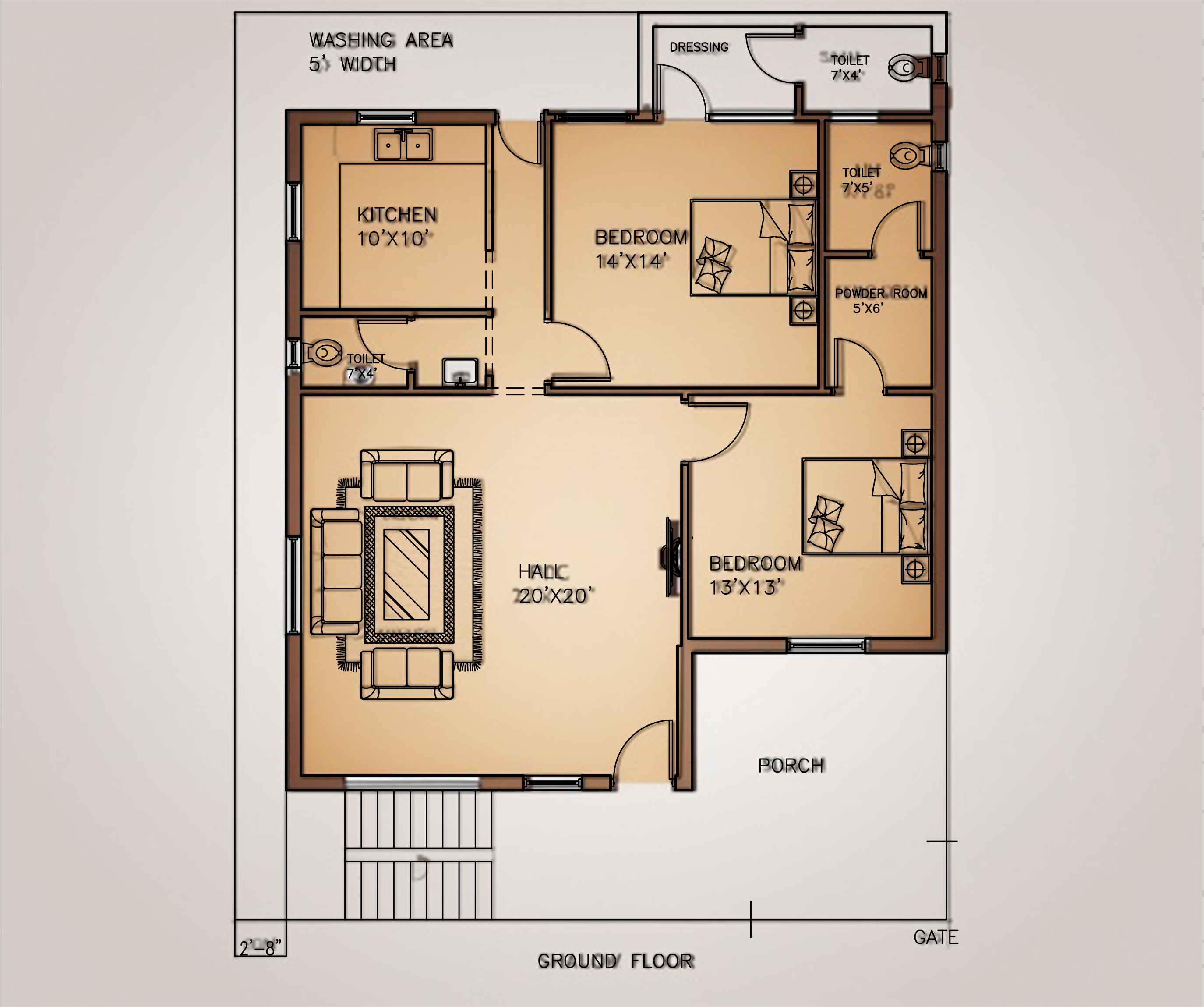 4 cent house plan 3d 