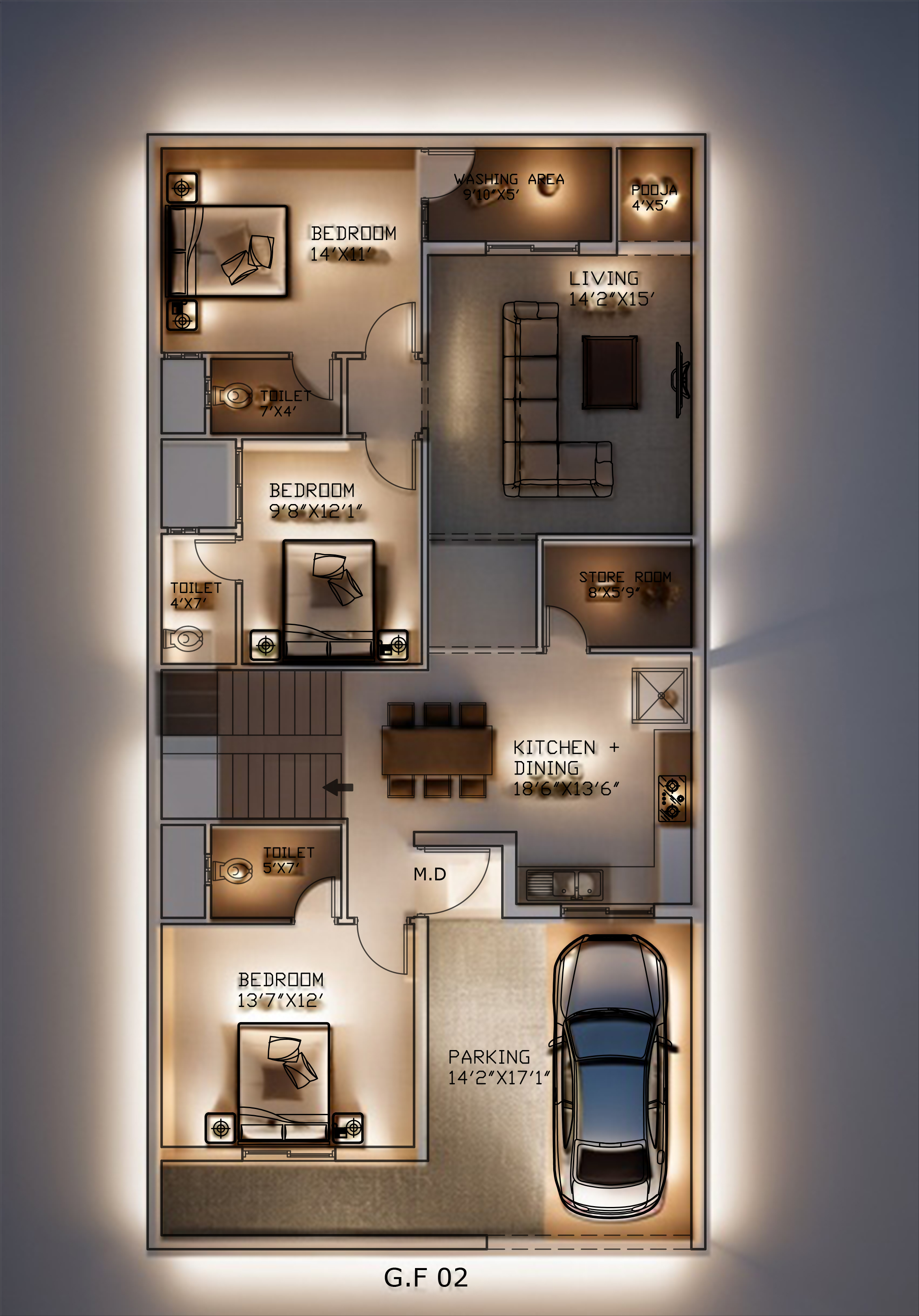 house plans for 4 cent in 3d images 